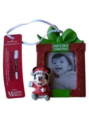 Disney Minnie Mouse Baby's First Christmas Ornament Fits Photo Size 1.75" x 2"